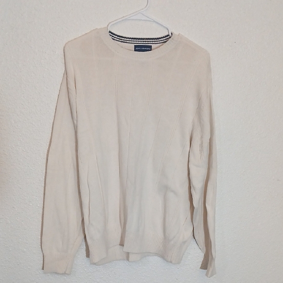 "Make Offer" John Ashford Cream Crewneck Sweater Fine Knit - Picture 1 of 4